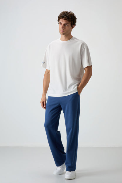 Ecru Thick Cotton Textured Oversize Fit Printed Men's T-Shirt - 88369