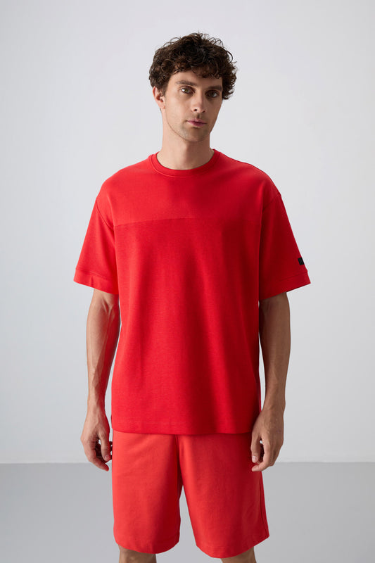 Fiesta Cotton Thick Textured Surface Oversize Fit Basic Men's T-Shirt - 88340