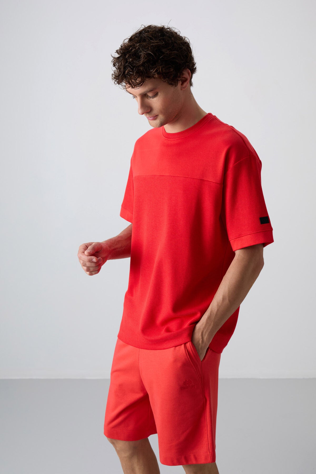 Fiesta Cotton Thick Textured Surface Oversize Fit Basic Men's T-Shirt - 88340