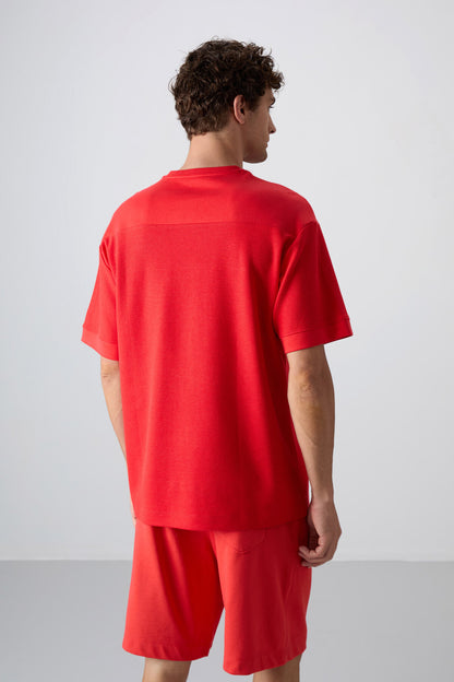 Fiesta Cotton Thick Textured Surface Oversize Fit Basic Men's T-Shirt - 88340