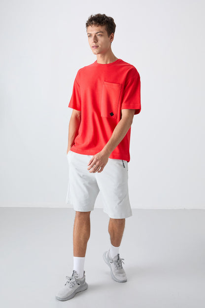 Fiesta Cotton Thick Textured Surface Oversize Fit Basic Men's T-Shirt - 88341