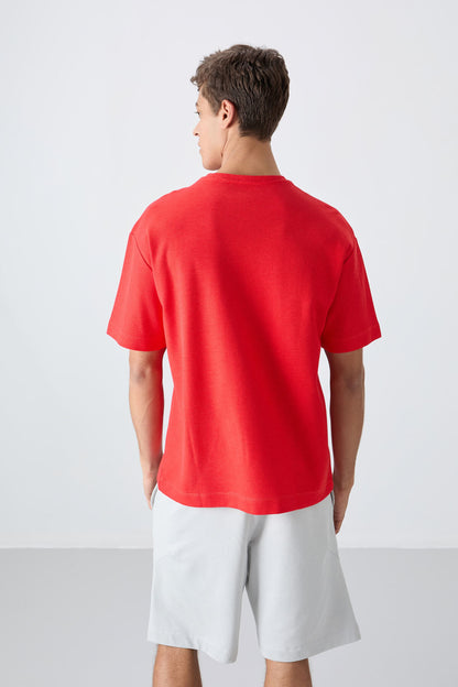 Fiesta Cotton Thick Textured Surface Oversize Fit Basic Men's T-Shirt - 88341
