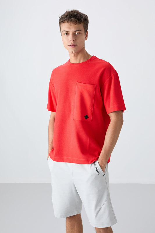 Fiesta Cotton Thick Textured Surface Oversize Fit Basic Men's T-Shirt - 88341
