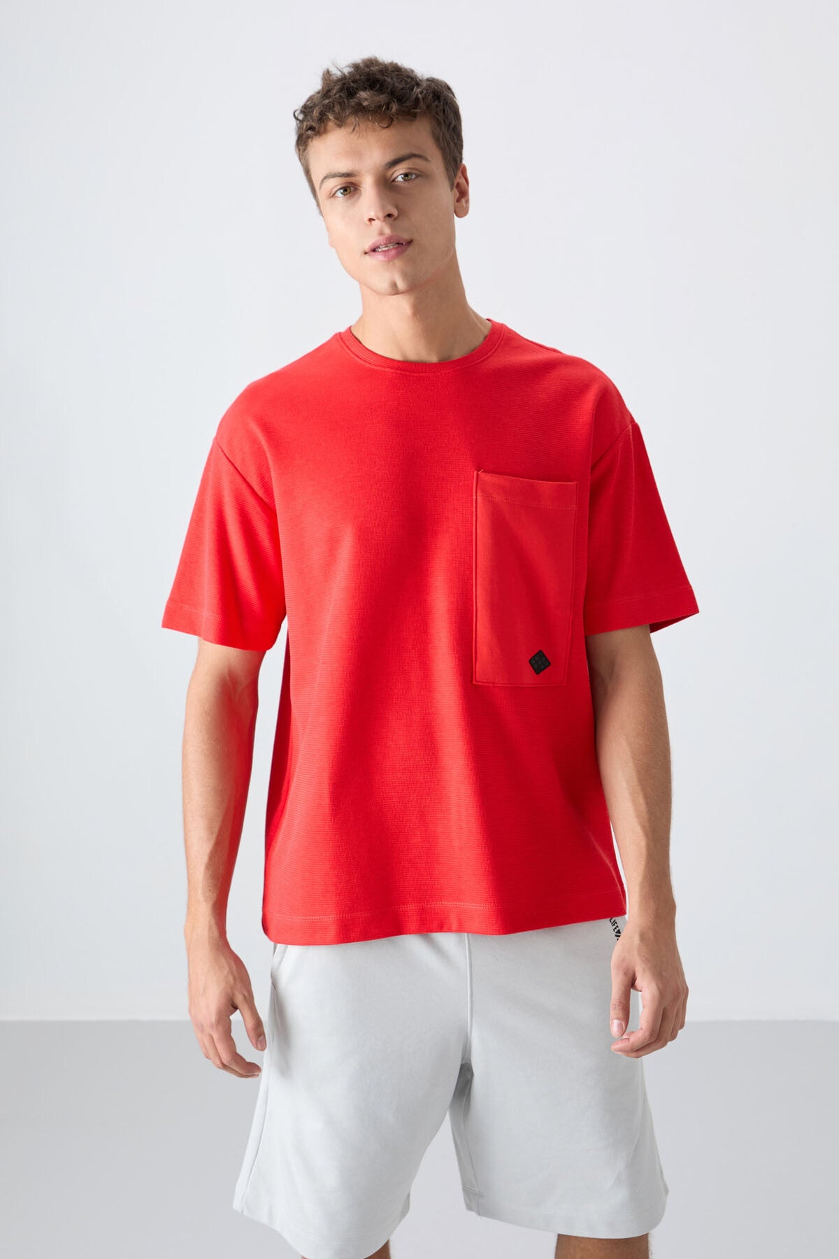 Fiesta Cotton Thick Textured Surface Oversize Fit Basic Men's T-Shirt - 88341