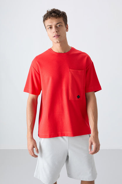Fiesta Cotton Thick Textured Surface Oversize Fit Basic Men's T-Shirt - 88341
