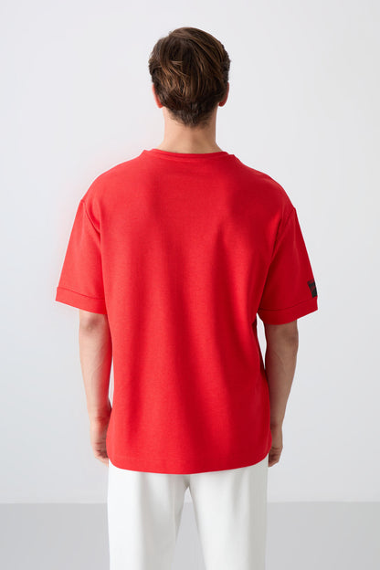 Fiesta Cotton Thick Textured Surface Oversize Fit Basic Men's T-Shirt - 88339