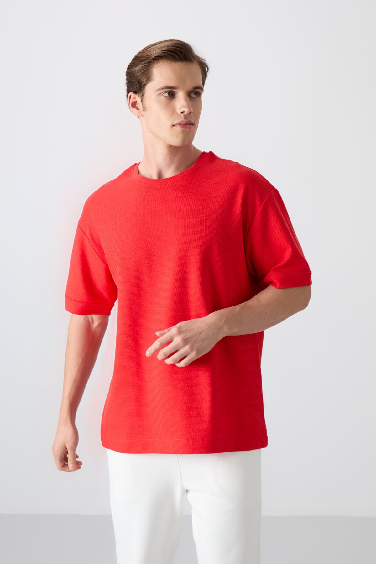 Fiesta Cotton Thick Textured Surface Oversize Fit Basic Men's T-Shirt - 88339
