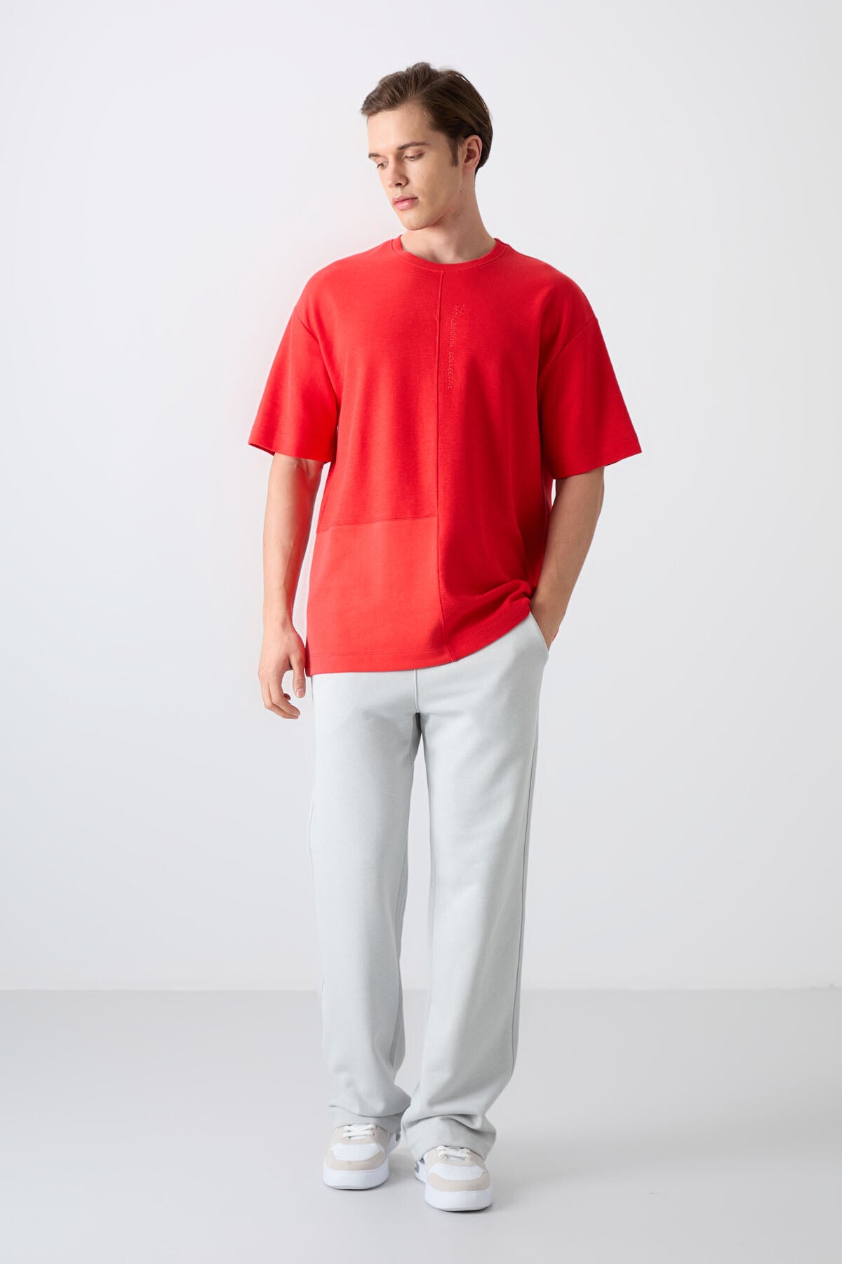 Fiesta Cotton Thick Textured Surface Oversize Fit Basic Men's T-Shirt - 88337