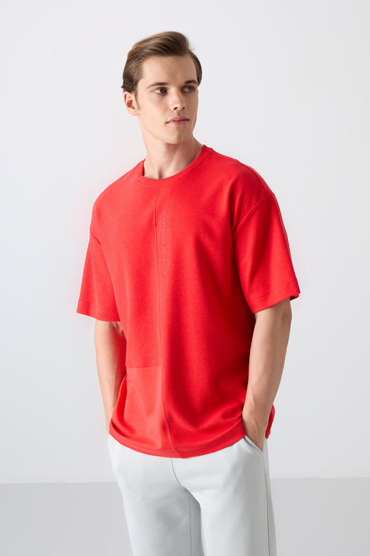 Fiesta Cotton Thick Textured Surface Oversize Fit Basic Men's T-Shirt - 88337