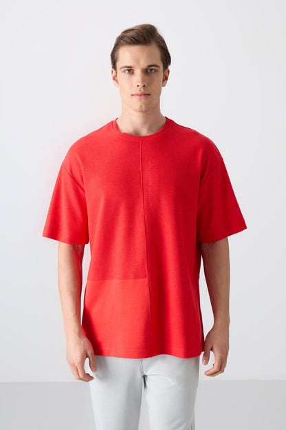 Fiesta Cotton Thick Textured Surface Oversize Fit Basic Men's T-Shirt - 88337