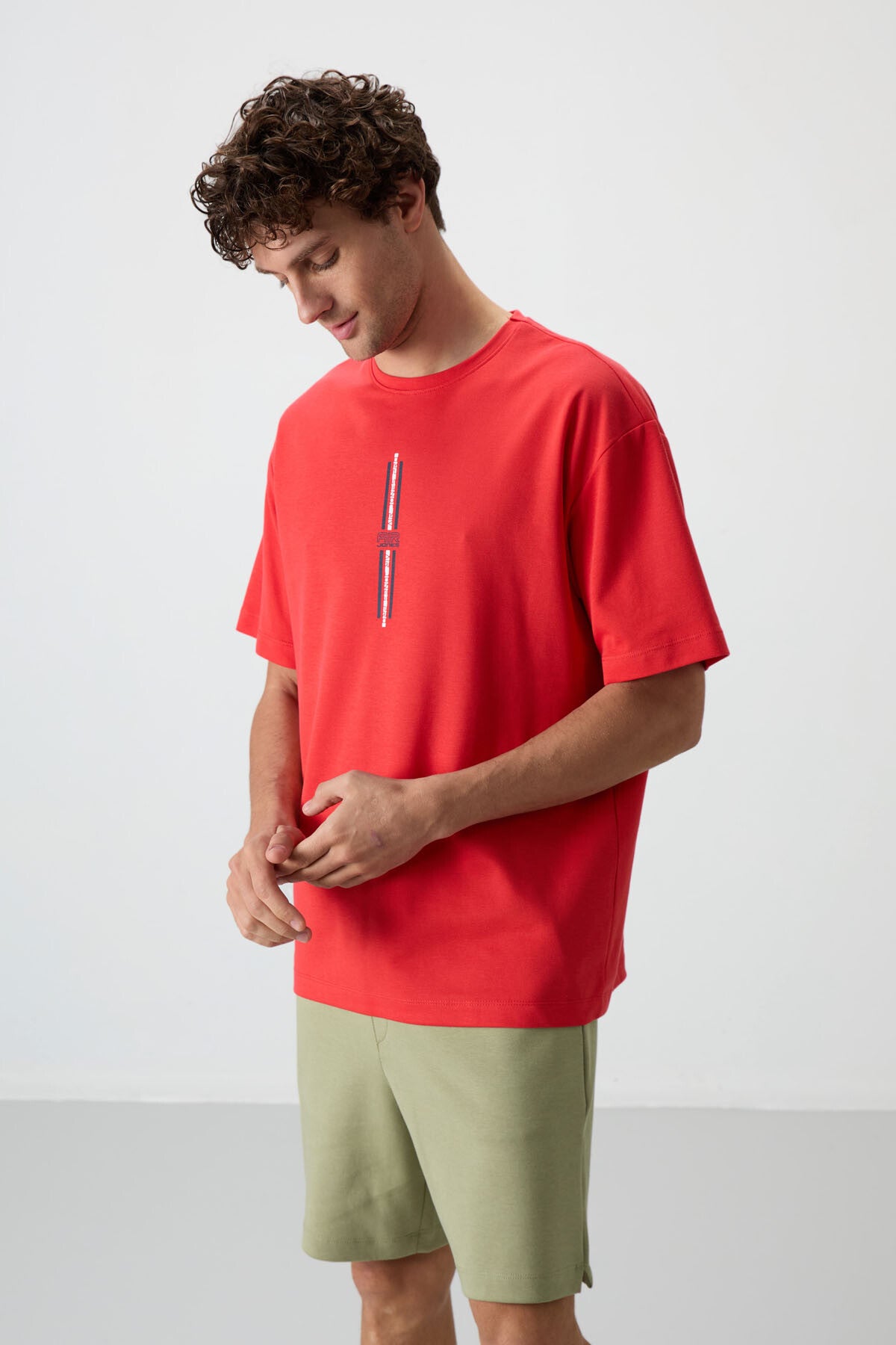 Fiesta Cotton Thick Textured Surface Oversize Fit Printed Men's T-Shirt - 88366