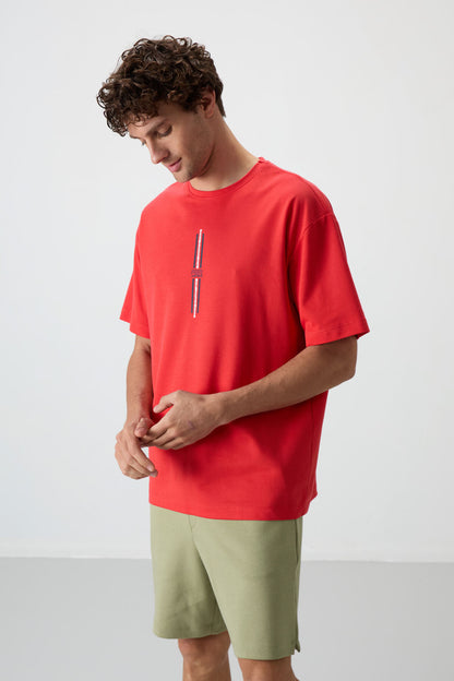 Fiesta Cotton Thick Textured Surface Oversize Fit Printed Men's T-Shirt - 88366