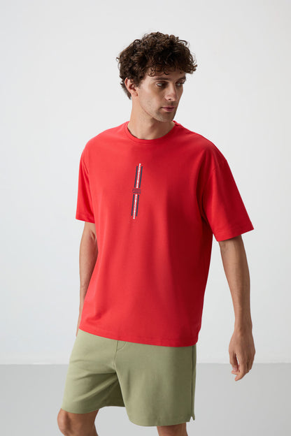 Fiesta Cotton Thick Textured Surface Oversize Fit Printed Men's T-Shirt - 88366