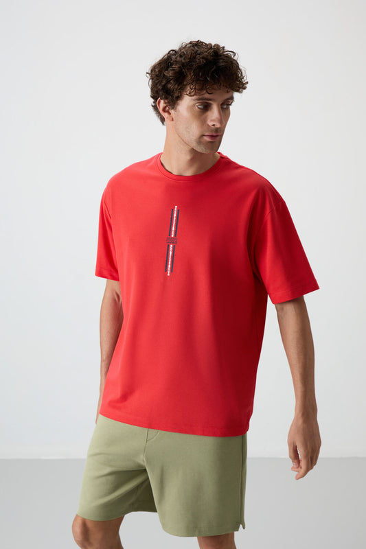 Fiesta Cotton Thick Textured Surface Oversize Fit Printed Men's T-Shirt - 88366