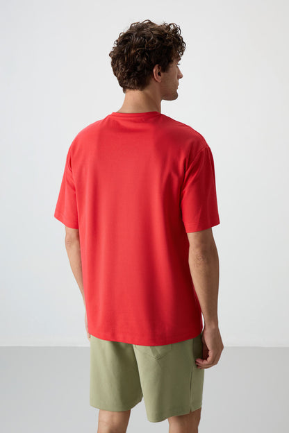Fiesta Cotton Thick Textured Surface Oversize Fit Printed Men's T-Shirt - 88366