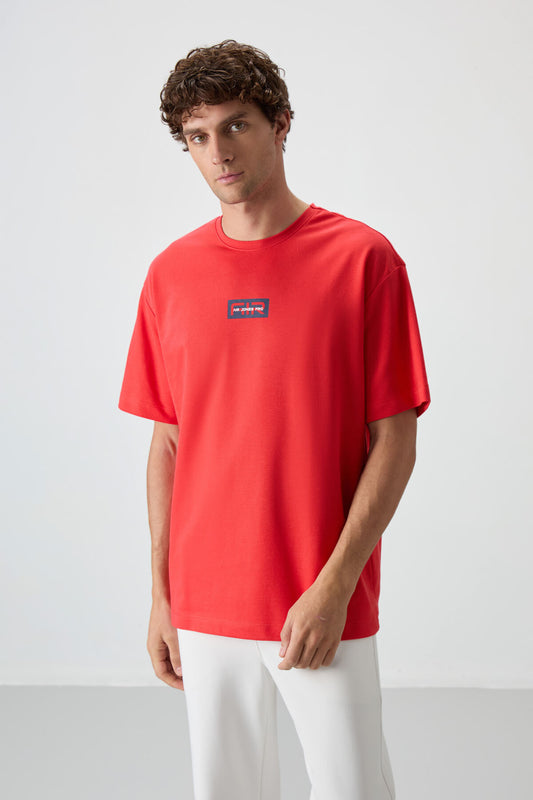 Fiesta Cotton Thick Textured Surface Oversize Fit Printed Men's T-Shirt - 88367