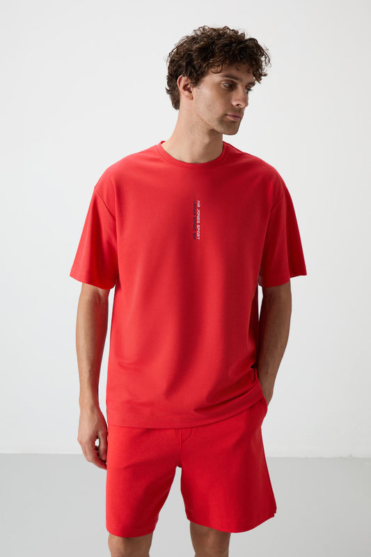 Fiesta Cotton Thick Textured Surface Oversize Fit Printed Men's T-Shirt - 88368