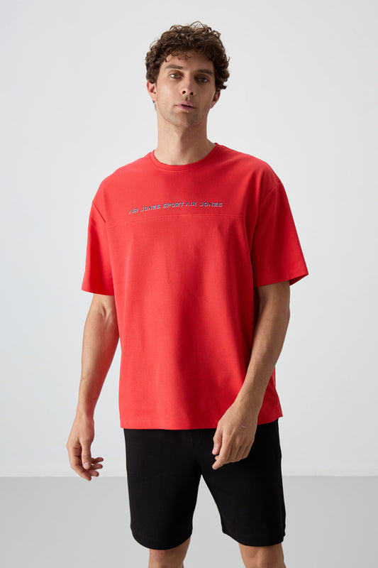 Fiesta Cotton Thick Textured Surface Oversize Fit Printed Men's T-Shirt - 88371