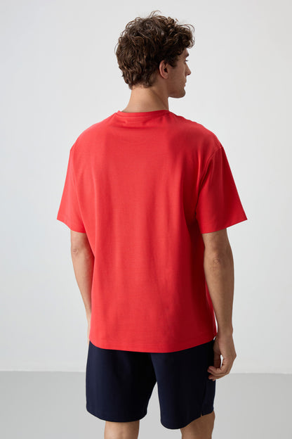 Fiesta Cotton Thick Textured Surface Oversize Fit Printed Men's T-Shirt - 88372