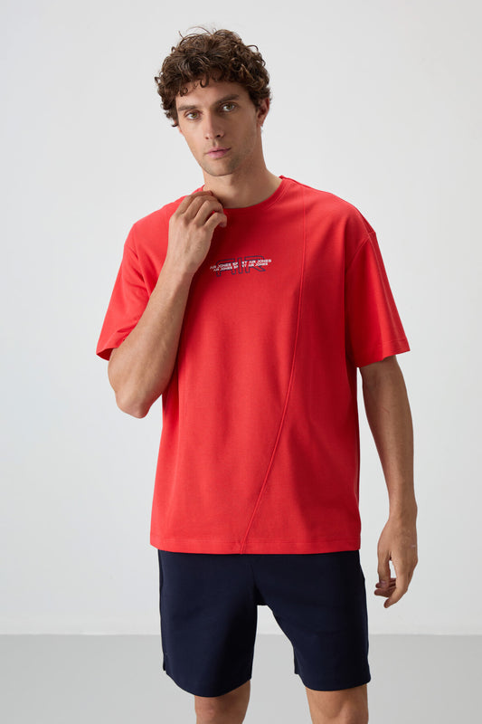 Fiesta Cotton Thick Textured Surface Oversize Fit Printed Men's T-Shirt - 88372