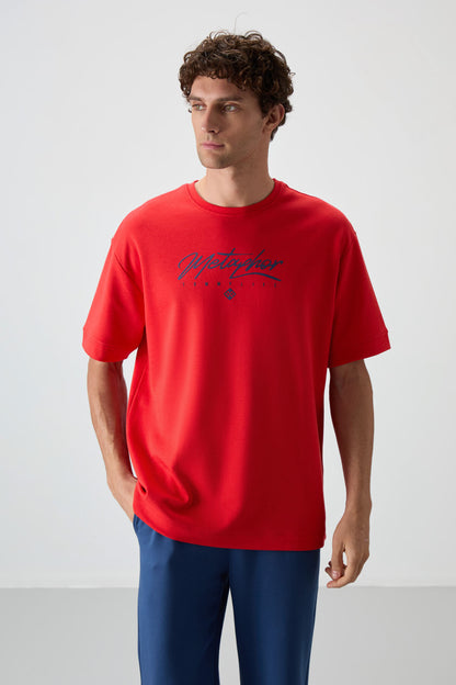 Fiesta-Parliament Cotton Thick Soft Textured Oversize Fit Printed Men's T-Shirt - 88320