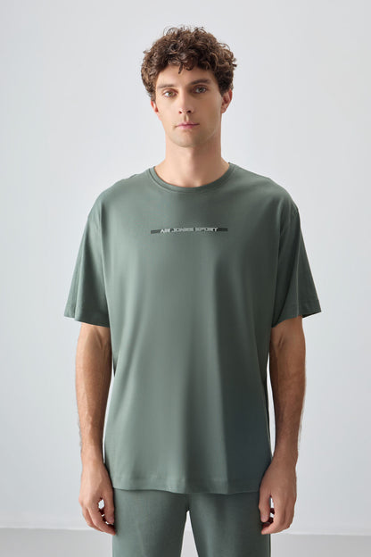 100% Cotton Thick Soft Textured Oversize Fit Printed Men's T-Shirt - 88358
