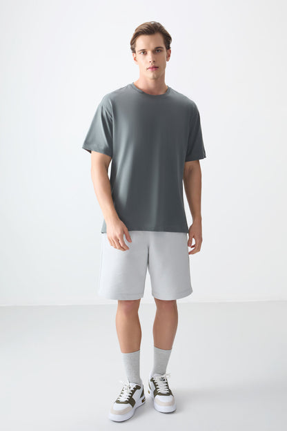 100% Cotton Thick Soft Textured Oversize Fit Basic Men's T-Shirt - 88353