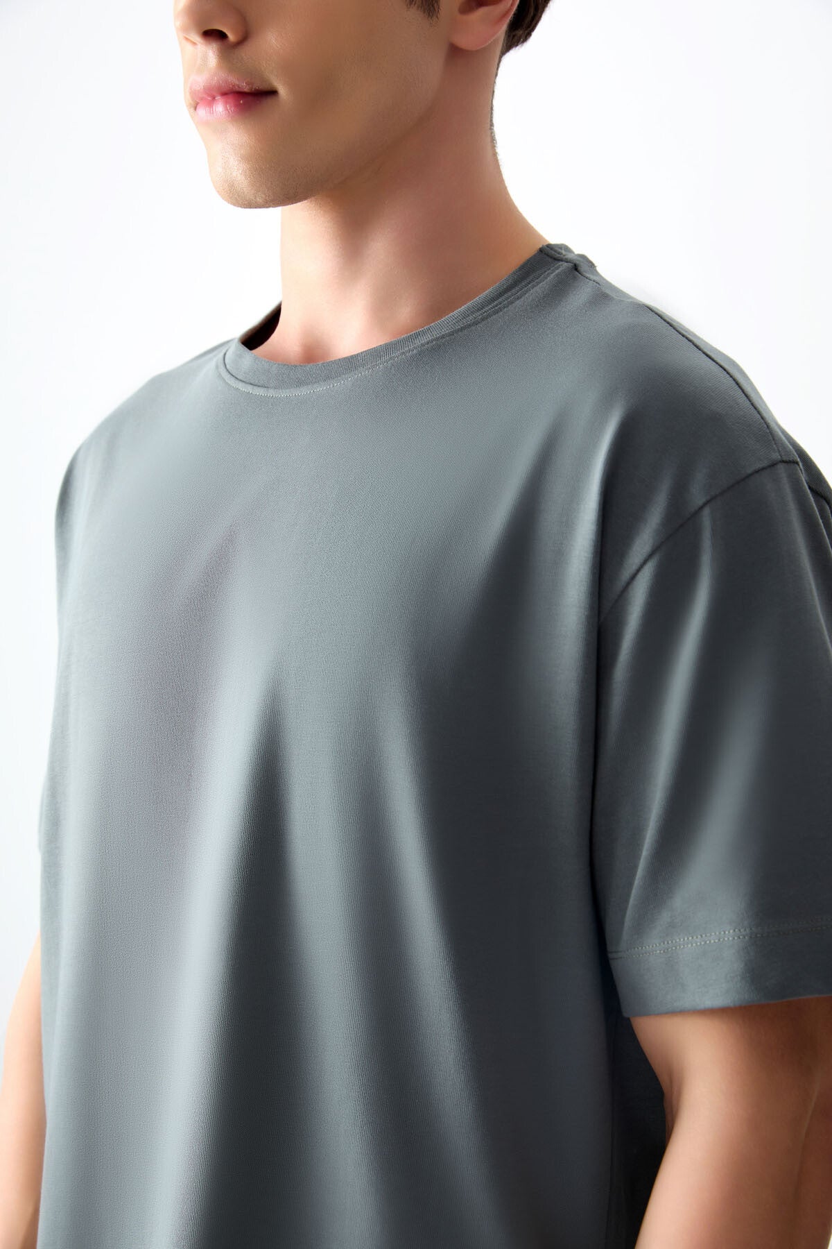 100% Cotton Thick Soft Textured Oversize Fit Basic Men's T-Shirt - 88353