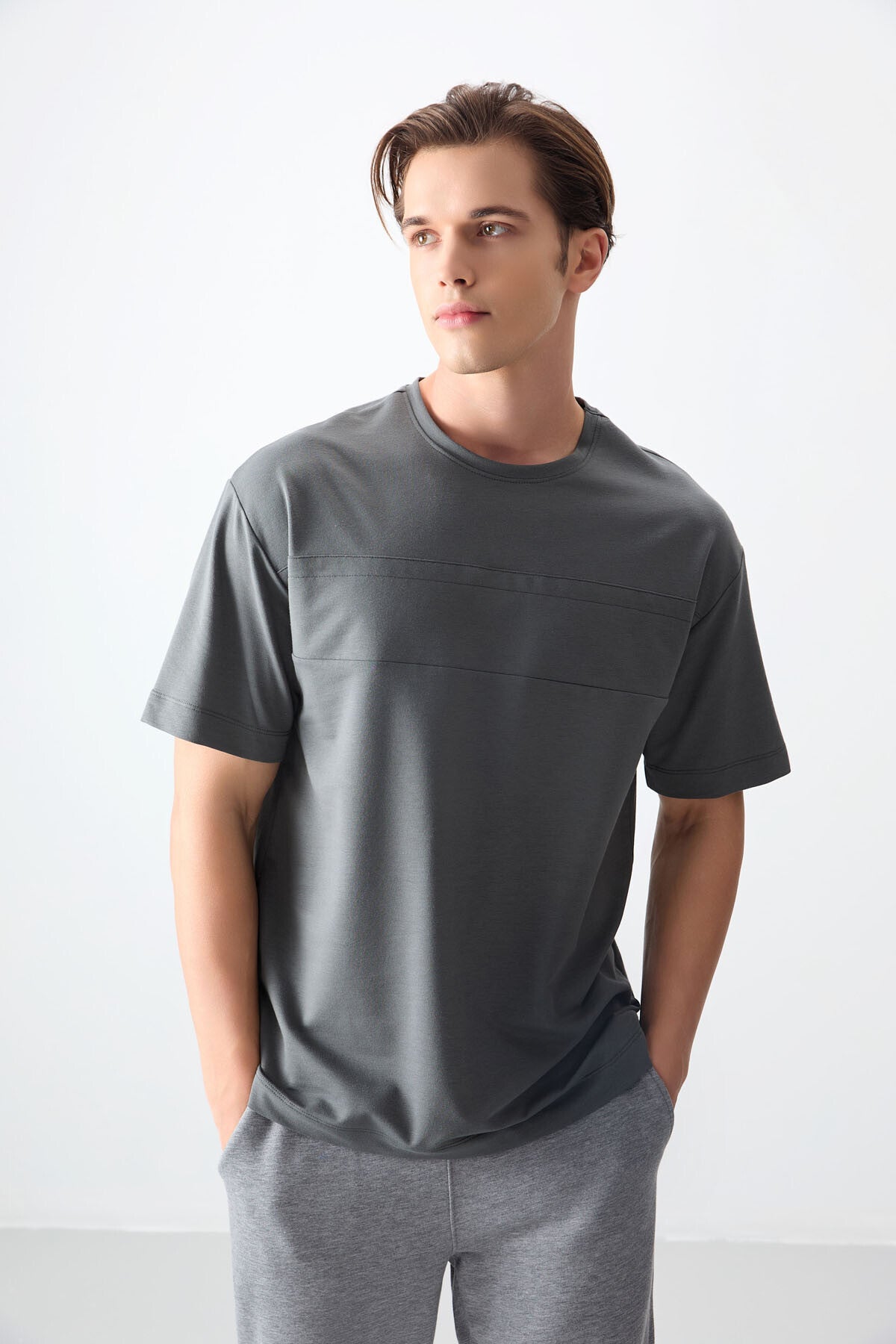 Cotton Thick Soft Textured Oversize Fit Basic Men's T-Shirt - 88378