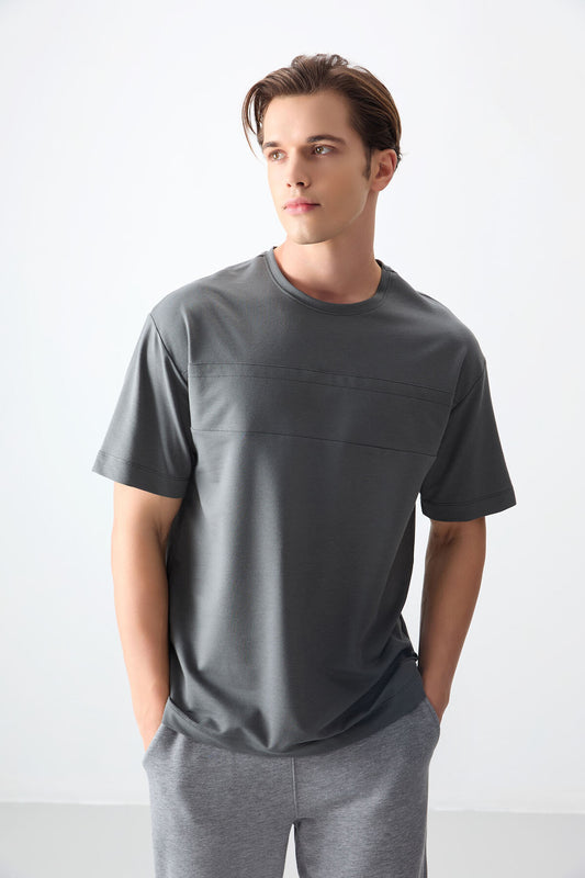 Cotton Thick Soft Textured Oversize Fit Basic Men's T-Shirt - 88378