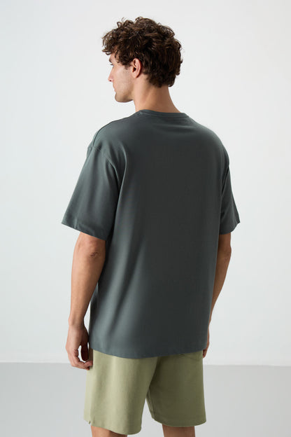 100% Cotton Thick Soft Textured Oversize Fit Printed Men's T-Shirt - 88360
