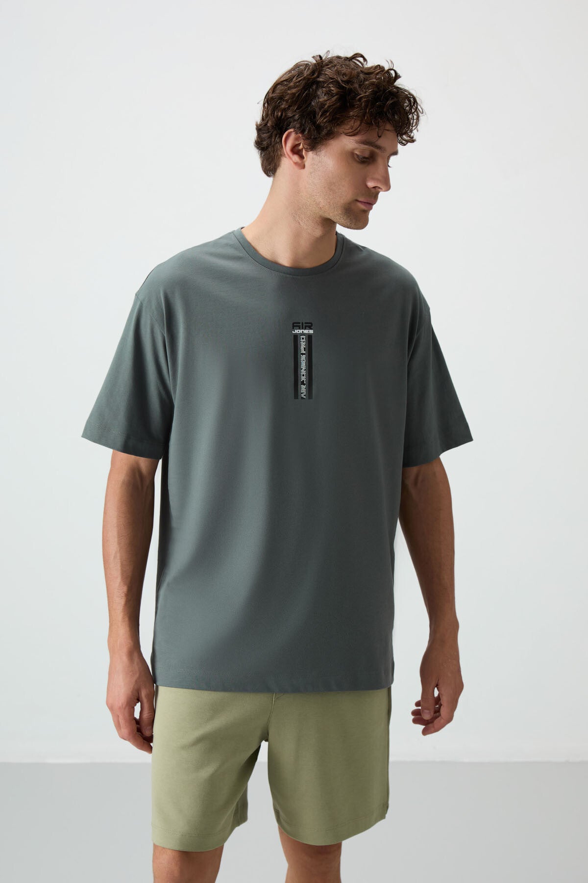 100% Cotton Thick Soft Textured Oversize Fit Printed Men's T-Shirt - 88360