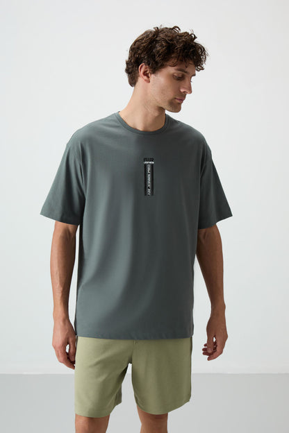 100% Cotton Thick Soft Textured Oversize Fit Printed Men's T-Shirt - 88360