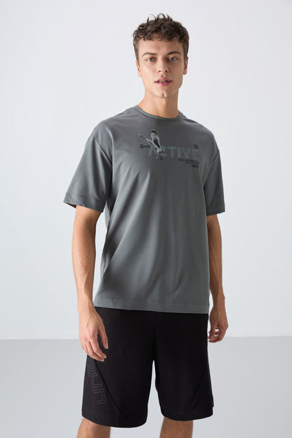 Cotton Thick Soft Textured Oversize Fit Printed Men's T-Shirt - 88344