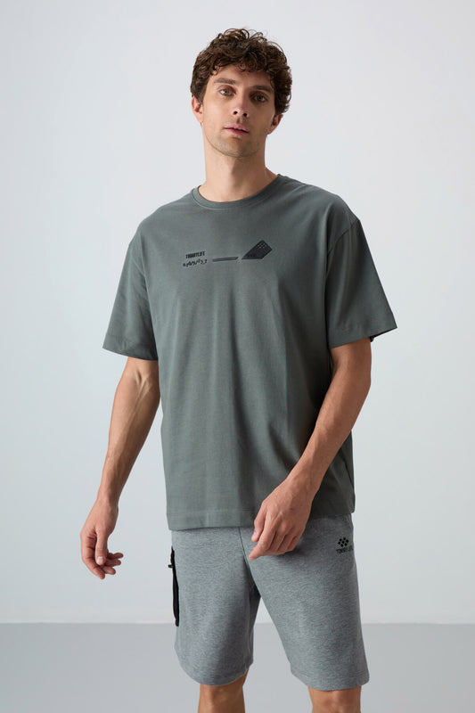 Cotton Thick Soft Textured Oversize Fit Printed Men's T-Shirt - 88330