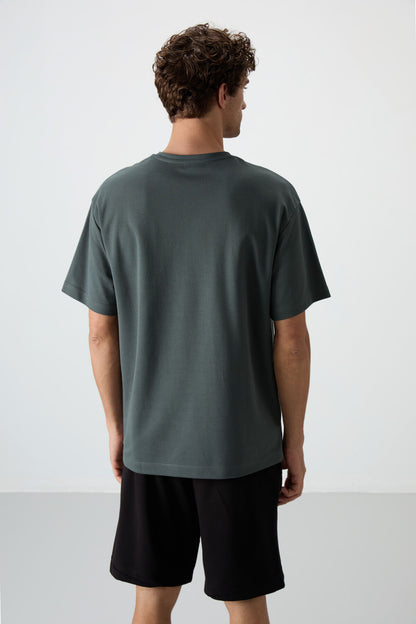 Cotton Right Thick Textured Oversize Fit Printed Men's T-Shirt - 88364