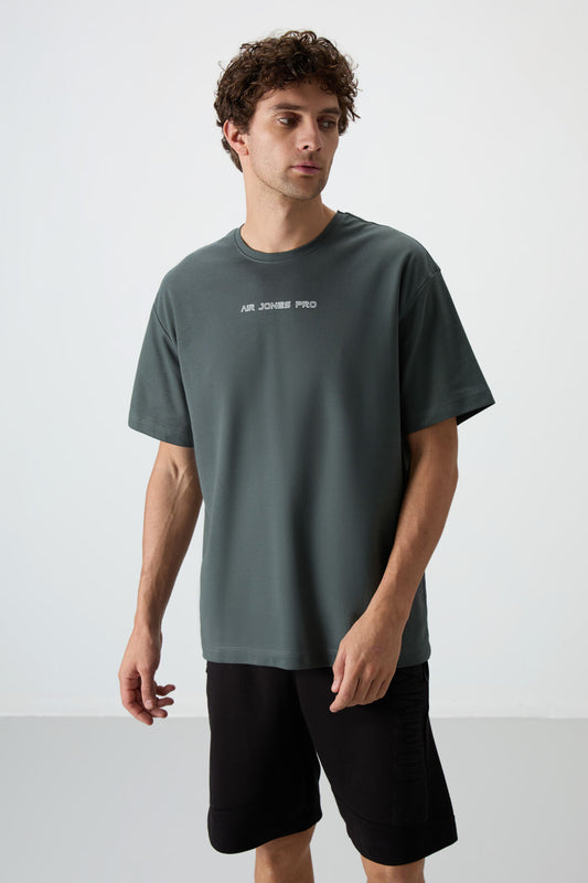 Cotton Right Thick Textured Oversize Fit Printed Men's T-Shirt - 88364