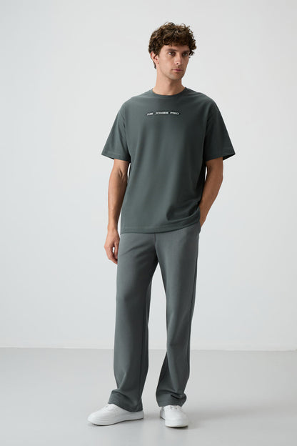 Cotton Right Thick Textured Surface Oversize Fit Printed Men's T-Shirt - 88365