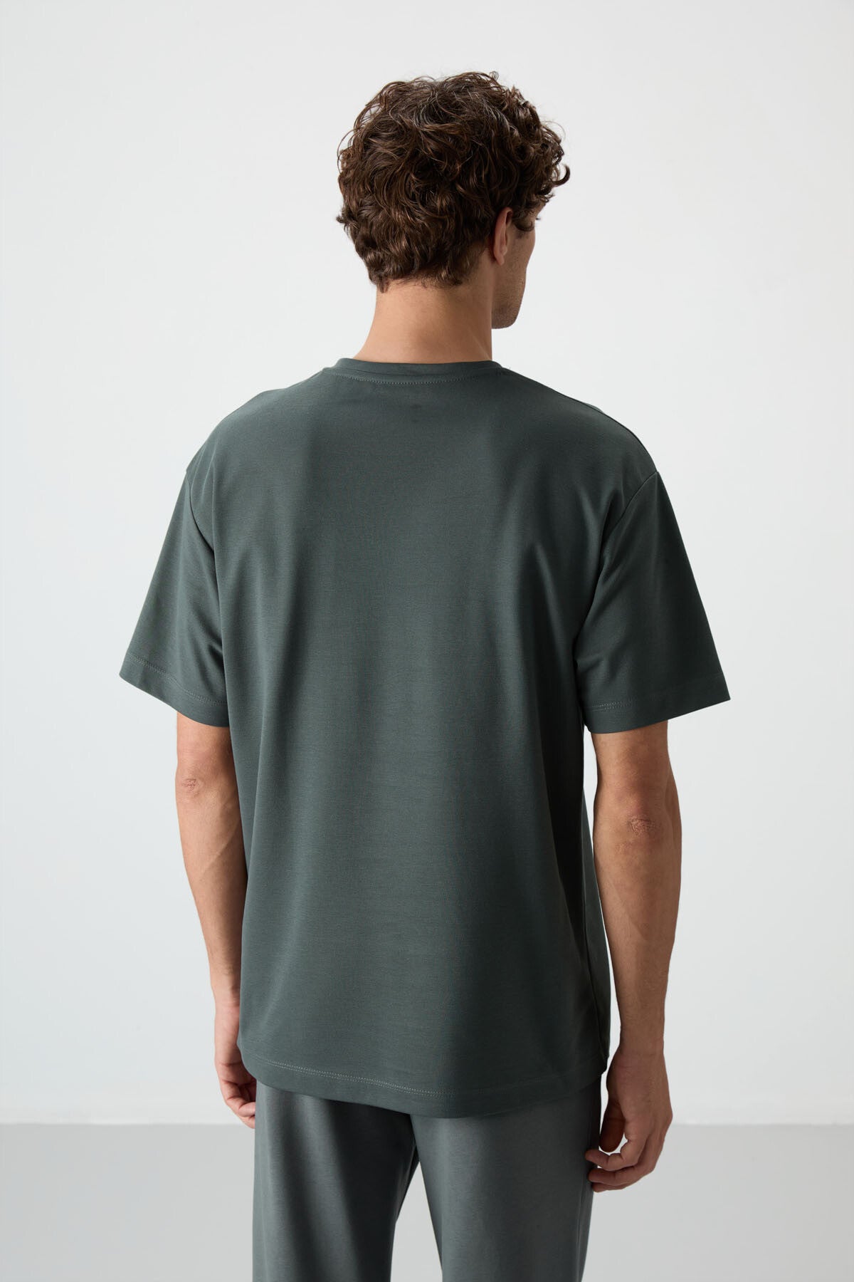 Cotton Right Thick Textured Surface Oversize Fit Printed Men's T-Shirt - 88365