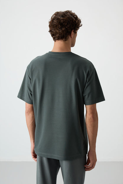 Cotton Right Thick Textured Surface Oversize Fit Printed Men's T-Shirt - 88365