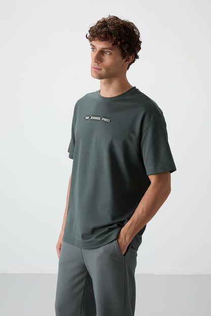 Cotton Right Thick Textured Surface Oversize Fit Printed Men's T-Shirt - 88365