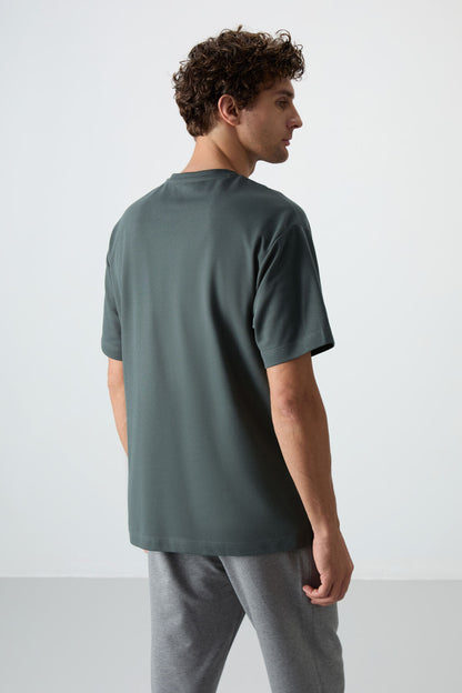 Cotton Right Thick Textured Surface Oversize Fit Printed Men's T-Shirt - 88370