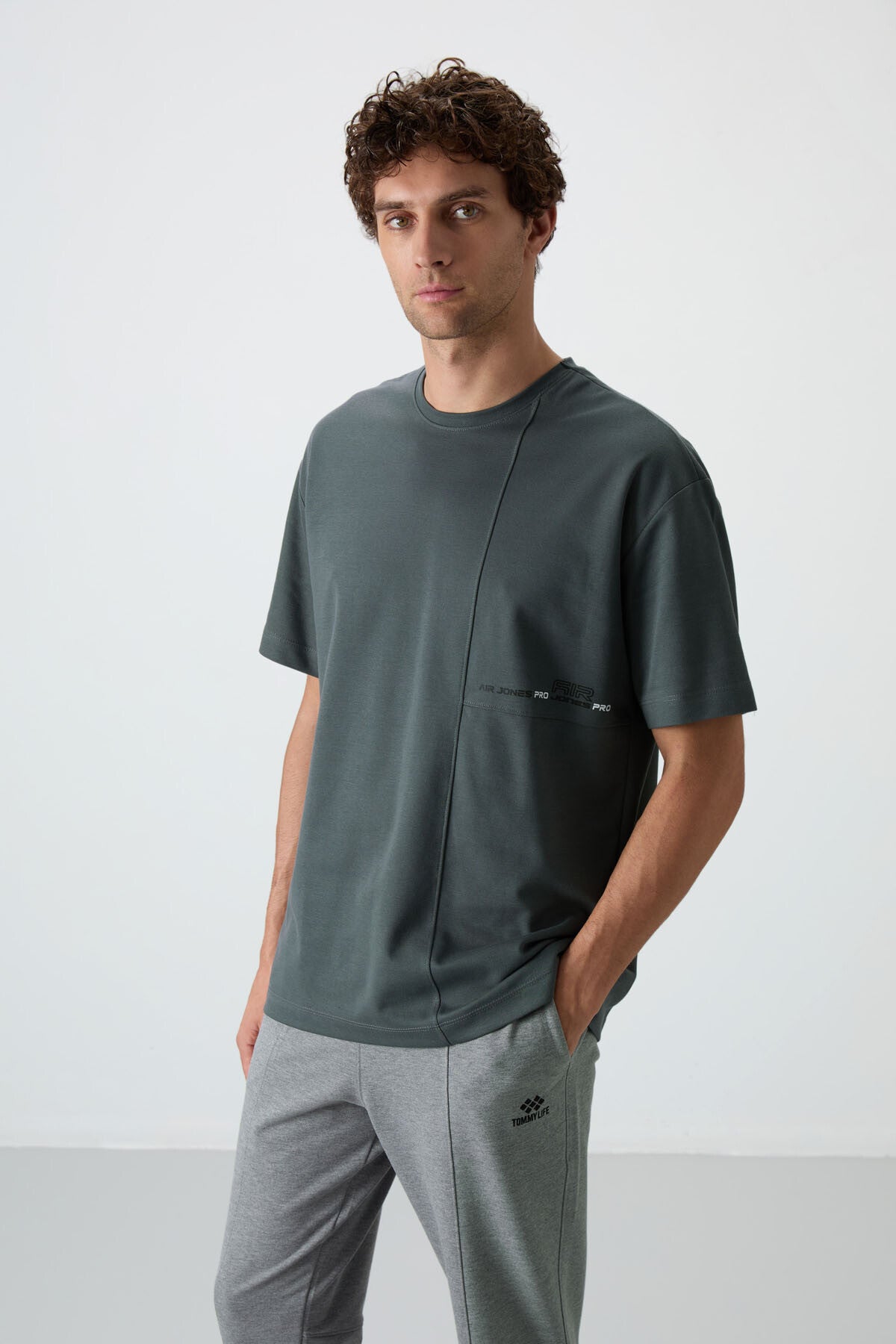 Cotton Right Thick Textured Surface Oversize Fit Printed Men's T-Shirt - 88370