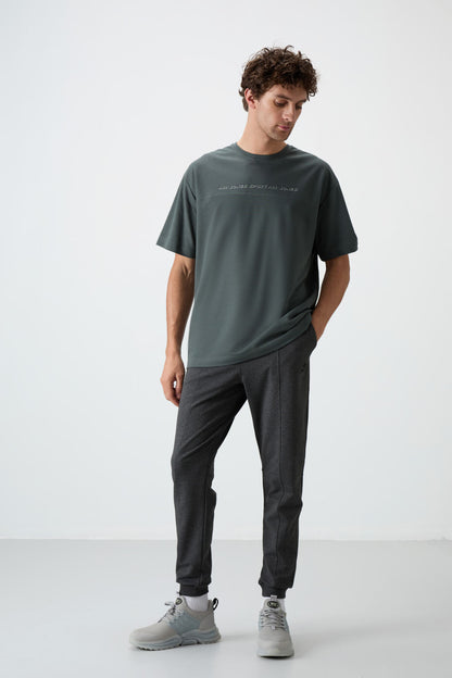 Cotton Right Thick Textured Surface Oversize Fit Printed Men's T-Shirt - 88371