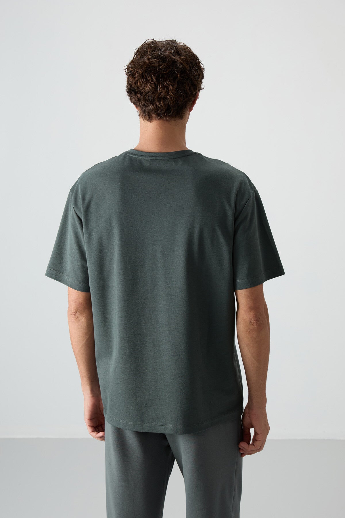 Cotton Right Thick Textured Surface Oversize Fit Printed Men's T-Shirt - 88372