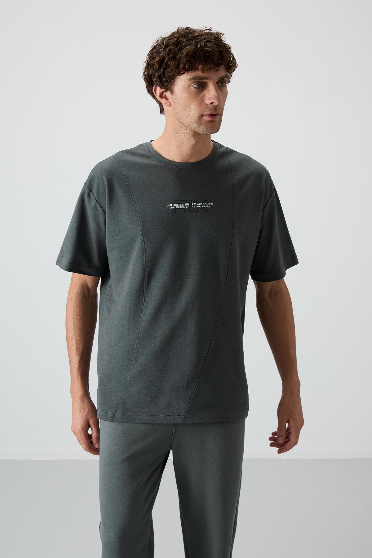 Cotton Right Thick Textured Surface Oversize Fit Printed Men's T-Shirt - 88372