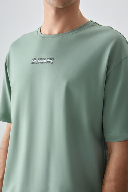 Light Green 100% Cotton Thick Soft Textured Oversize Fit Printed Men's T-Shirt - 88354