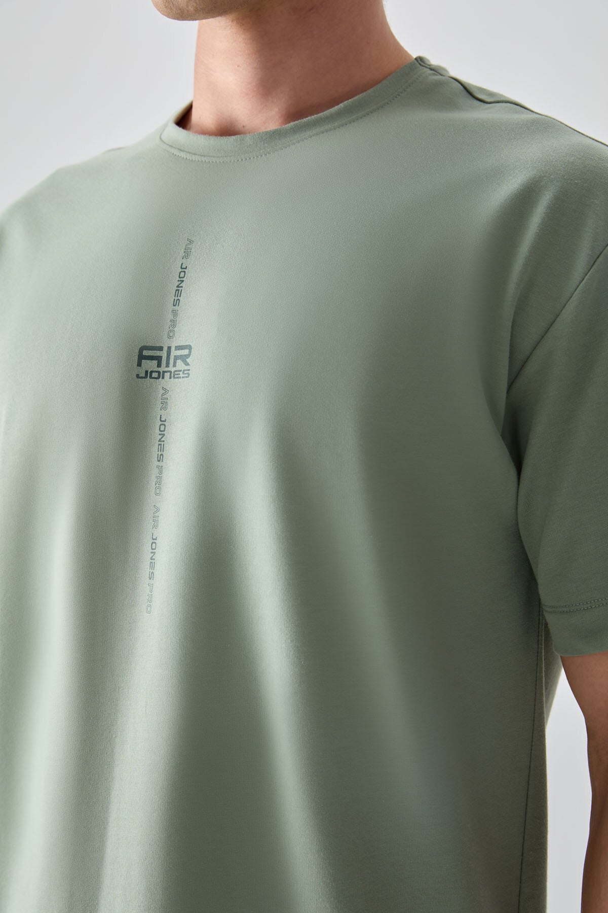 Light Green Cotton Thick Soft Textured Oversize Fit Printed Men's T-Shirt - 88373