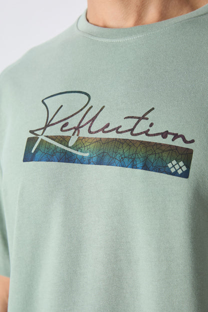 Light Green Cotton Thick Soft Textured Oversize Fit Printed Men's T-Shirt - 88334