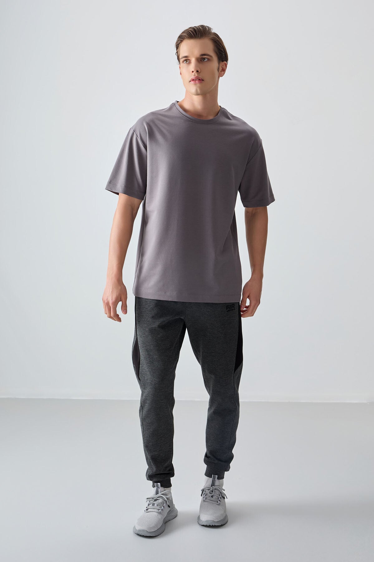 Dark Gray Cotton Thick Soft Textured Oversize Fit Basic Men's T-Shirt - 88377